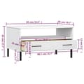 Miniatyrbillede 9 af 9: Sofaborde - Living sofabord med metalben OSLO 85x50x45 cm massivt træ hvid