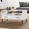 Miniatyrbillede 2 af 9: Sofaborde - Living sofabord med metalben OSLO 85x50x45 cm massivt træ hvid