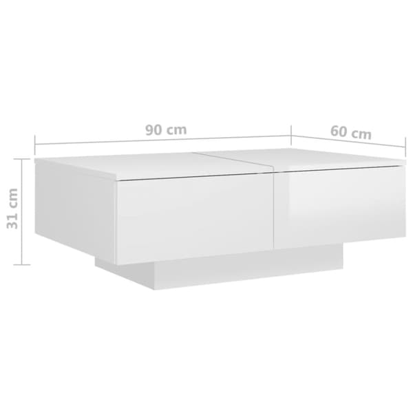 Soffbord - Living Soffbord vit högglans 90x60x31 cm spånskiva