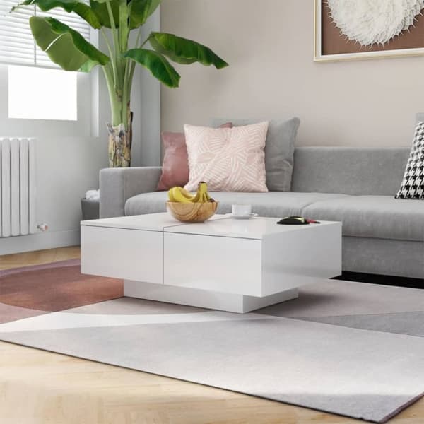 Soffbord - Living Soffbord vit högglans 90x60x31 cm spånskiva