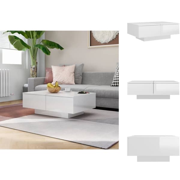 Soffbord - Living Soffbord vit högglans 90x60x31 cm spånskiva