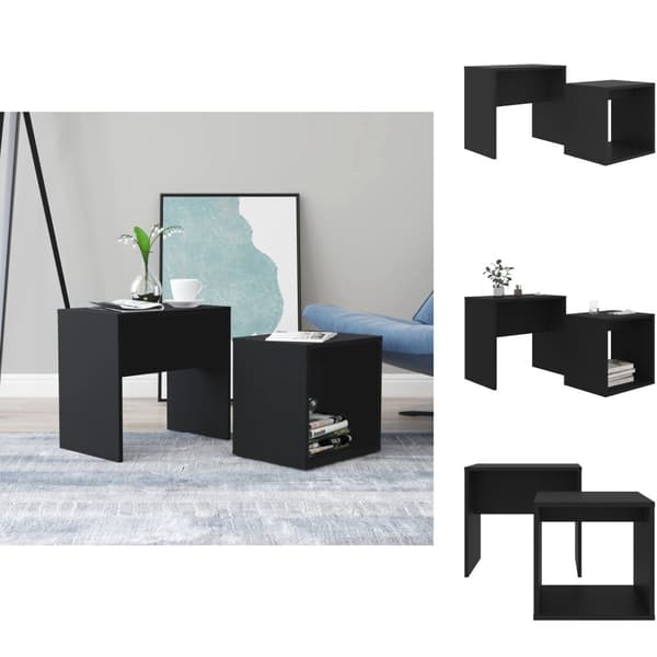 Sofaborde - Living sofabordssæt 48x30x45 cm konstrueret træ sort