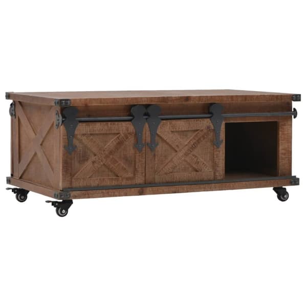Sofaborde - Living sofabord i massivt grantræ 91 x 51 x 38 cm brun