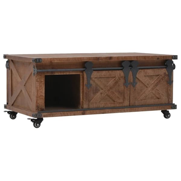 Sofaborde - Living sofabord i massivt grantræ 91 x 51 x 38 cm brun