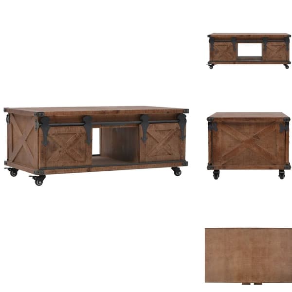 Sofaborde - Living sofabord i massivt grantræ 91 x 51 x 38 cm brun