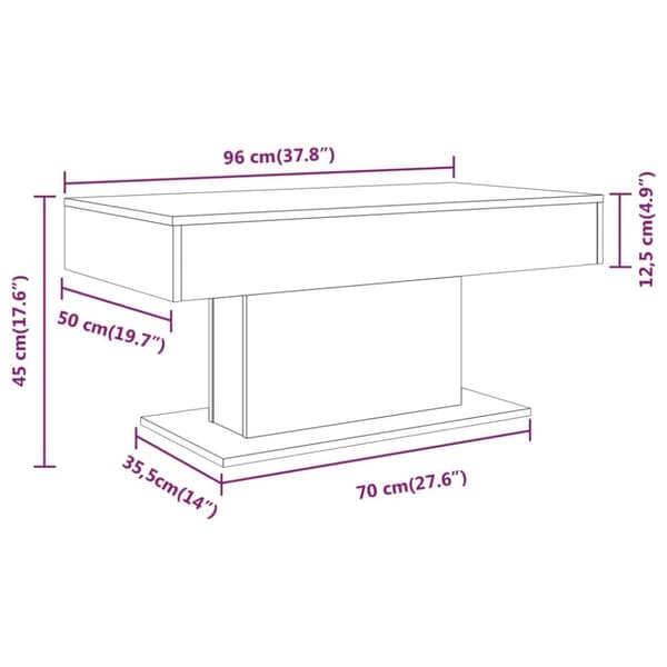 Sofaborde - Living sofabord 96x50x45 cm konstrueret træ røget egetræsfarve