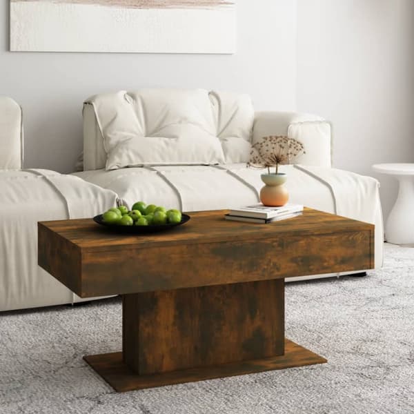 Sofaborde - Living sofabord 96x50x45 cm konstrueret træ røget egetræsfarve