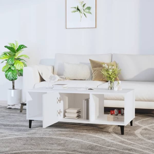 Sofaborde - Living sofabord 102x50x40 cm konstrueret træ hvid