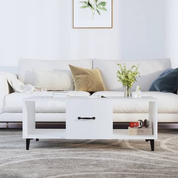 Sofaborde - Living sofabord 102x50x40 cm konstrueret træ hvid