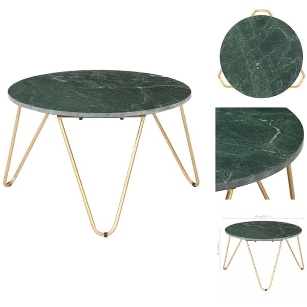 Sofaborde - Living sofabord ægte sten med marmortekstur 65x65x42 cm grøn