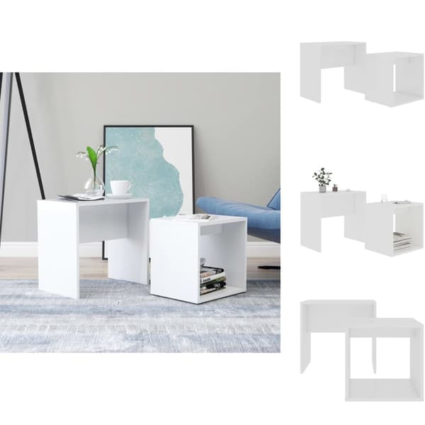 Sofaborde - Living sofabordssæt 48x30x45 cm konstrueret træ hvid