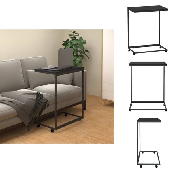 Soffbord - Living Sidobord med hjul svart 55x35x70 cm konstruerat trä