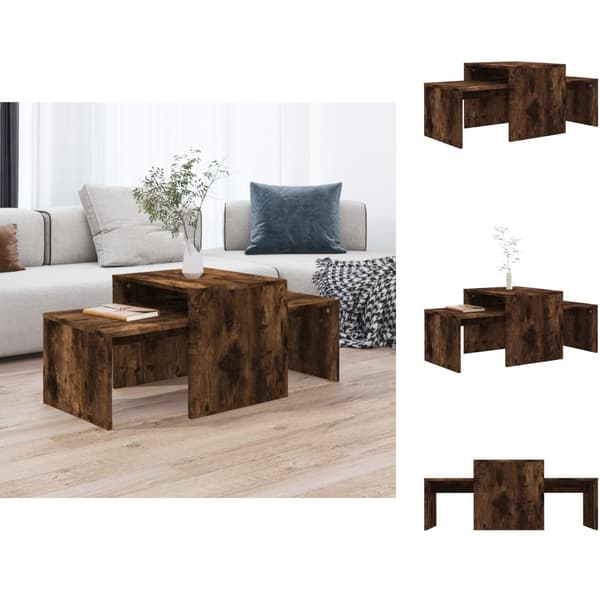 Sofaborde - Living sofaborde 3 dele 100x48x40 cm konstrueret træ røget egetræ