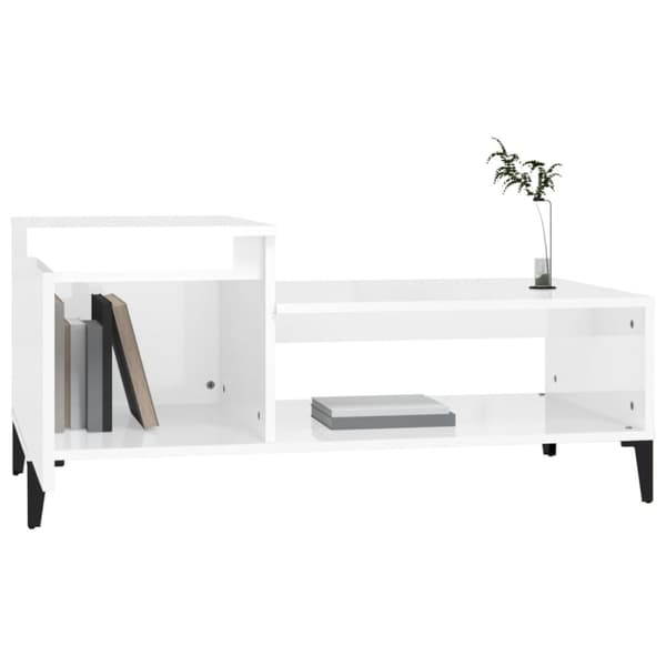 Soffbord - Living Soffbord vit högglans 100x50x45 cm konstruerat trä