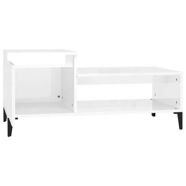 Soffbord - Living Soffbord vit högglans 100x50x45 cm konstruerat trä