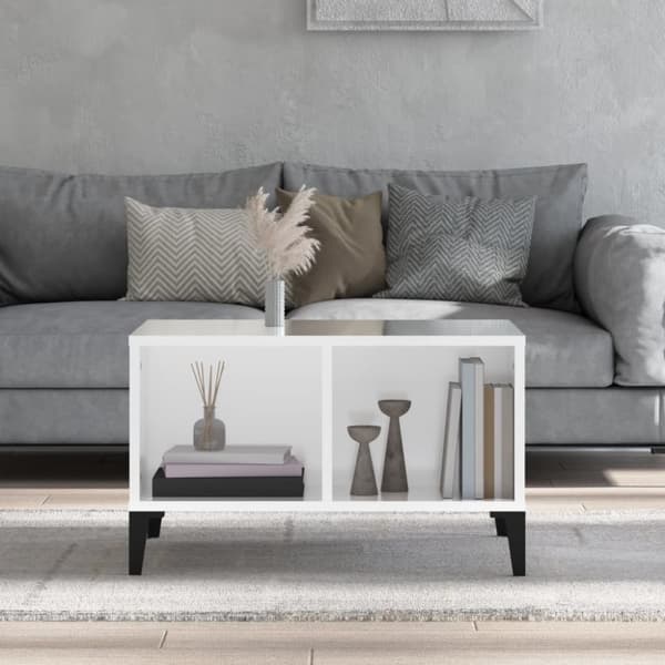 Sofaborde - Living sofabord 60x50x36,5 cm konstrueret træ hvid højglans