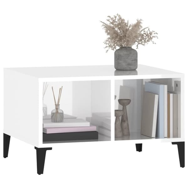 Sofaborde - Living sofabord 60x50x36,5 cm konstrueret træ hvid højglans