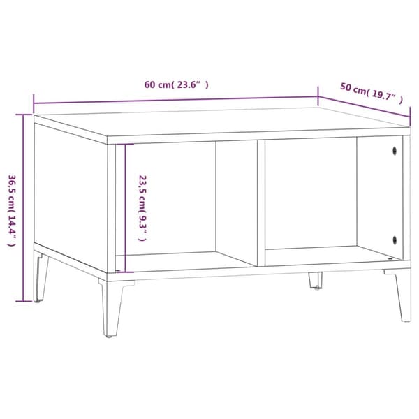 Sofaborde - Living sofabord 60x50x36,5 cm konstrueret træ hvid højglans