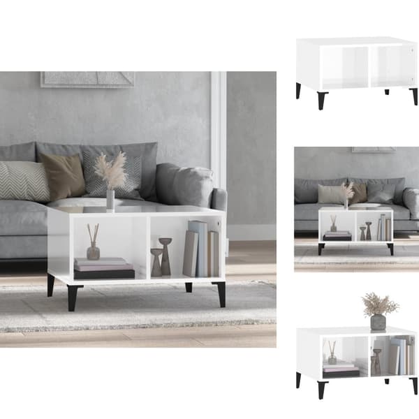 Sofaborde - Living sofabord 60x50x36,5 cm konstrueret træ hvid højglans