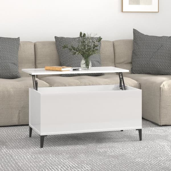 Soffbord - Living Soffbord vit högglans 90x44,5x45 cm konstruerat trä