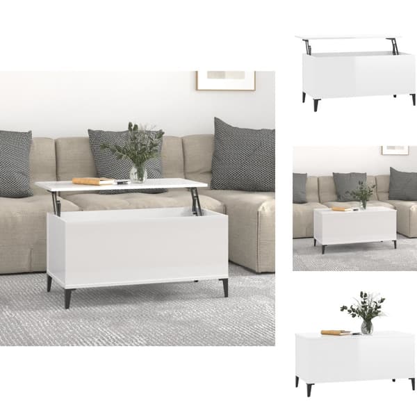 Soffbord - Living Soffbord vit högglans 90x44,5x45 cm konstruerat trä
