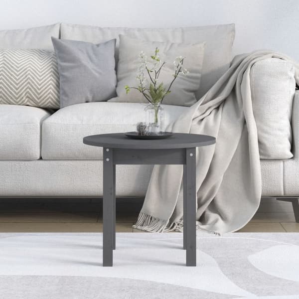 Sofaborde - Living sofabord Ø 45x40 cm massivt fyrretræ grå