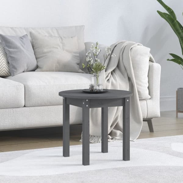 Sofaborde - Living sofabord Ø 45x40 cm massivt fyrretræ grå
