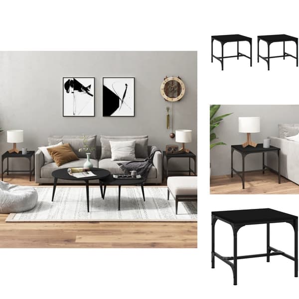 Sofaborde - Living sideborde 2 stk. 40x40x35 cm konstrueret træ sort