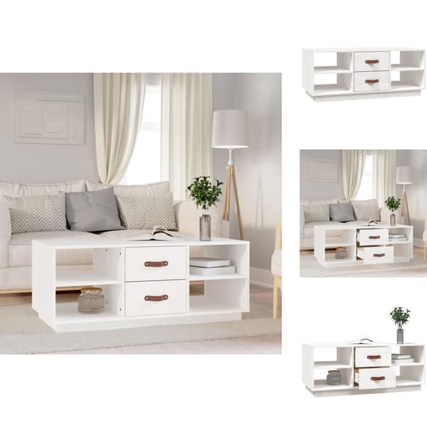 Soffbord - Living Soffbord vit 100x50x41 cm massiv furu