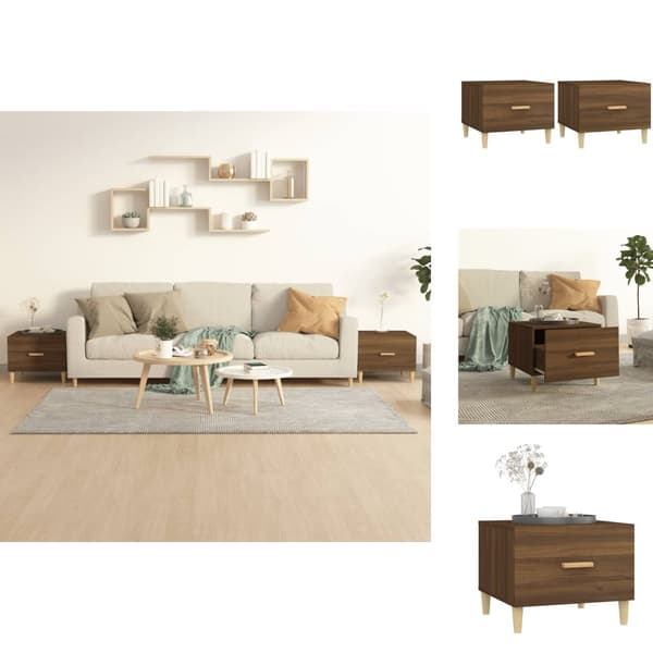 Soffbord - Living Soffbord 2 st brun ek 50x50x40 cm konstruerat trä