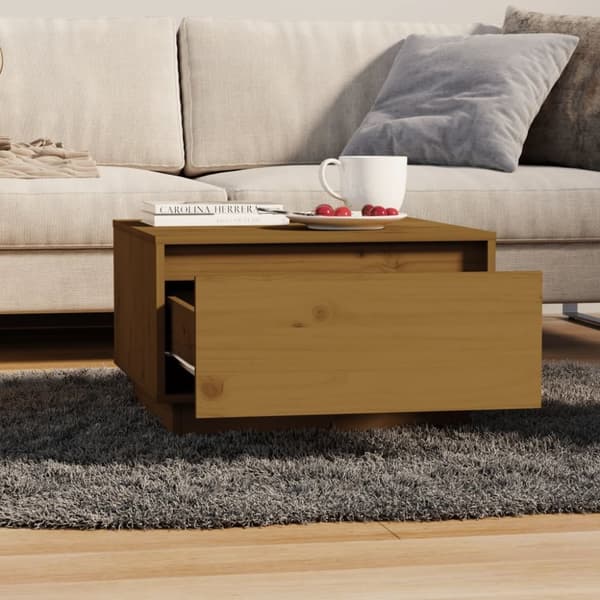 Sofaborde - Living sofabord 55x56x32 cm massivt fyrretræ gyldenbrun