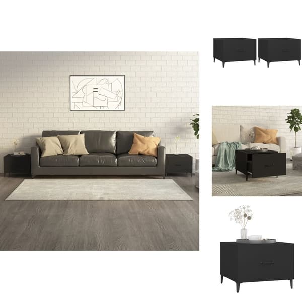 Soffbord - Living Soffbord med metallben 2 st svart 50x50x40 cm