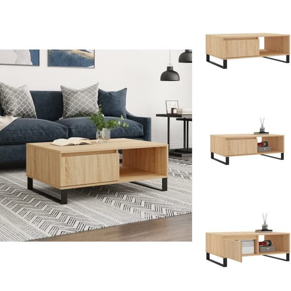Sofaborde - Living sofabord 90x60x35 cm konstrueret træ sonoma-eg