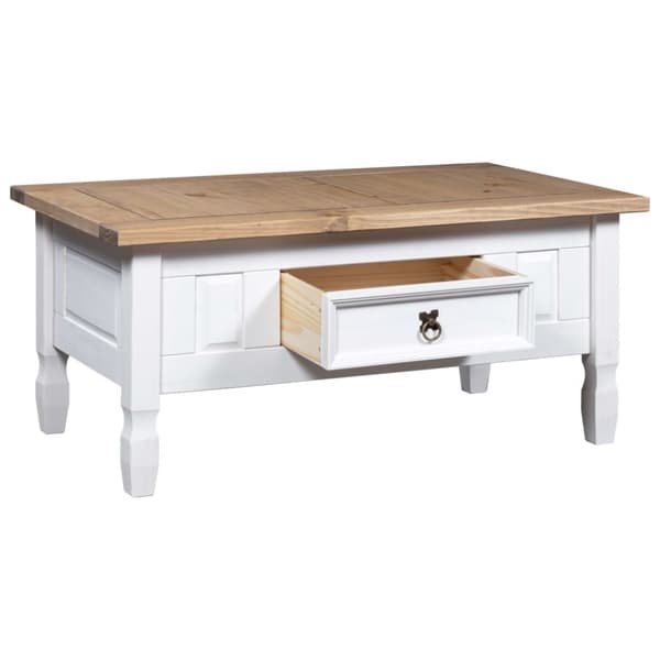 Soffbord mexikansk coronastil furu vit 100x55x45 cm - Soffbord - Avlastningsbord - Home & Living