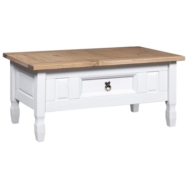 Soffbord mexikansk coronastil furu vit 100x55x45 cm - Soffbord - Avlastningsbord - Home & Living