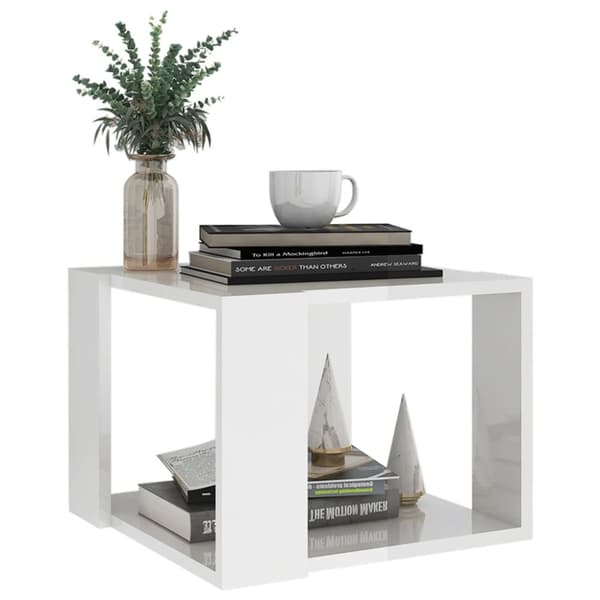 Sofabord 40x40x30 cm konstrueret træ hvid højglans - Sofabord - Sofaborde - Home & Living