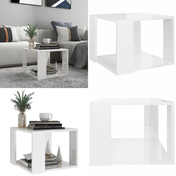 Sofabord 40x40x30 cm konstrueret træ hvid højglans - Sofabord - Sofaborde - Home & Living