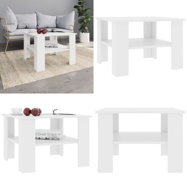 Soffbord vit 60x60x42 cm konstruerat trä - Soffbord - Avlastningsbord - Home & Living