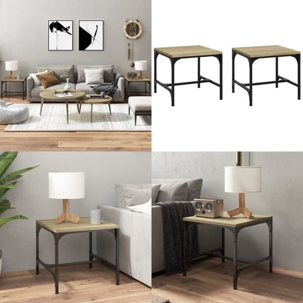 Sideborde 2 stk. 40x40x35 cm konstrueret træ sonoma-eg - Sidebord - Sideborde - Home & Living