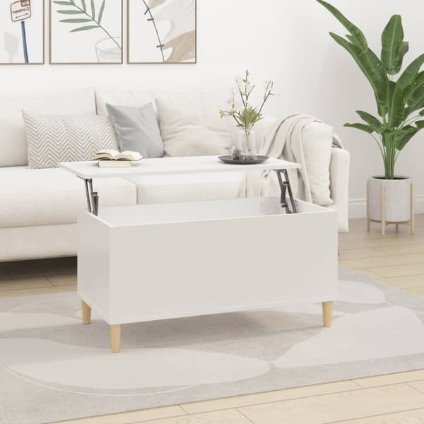 Soffbord vit högglans 90x44,5x45 cm konstruerat trä - Soffbord - Små Soffbord - Home & Living