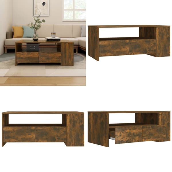 Soffbord rökfärgad ek 102x55x42 cm konstruerat trä - Soffbord - Vardagsrumsbord - Home & Living