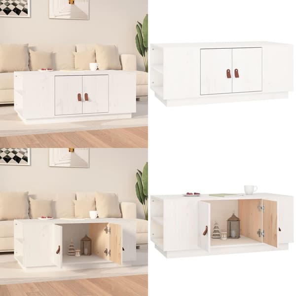 Soffbord vit 100x50x41 cm massiv furu - Soffbord - Soff Bord - Home & Living