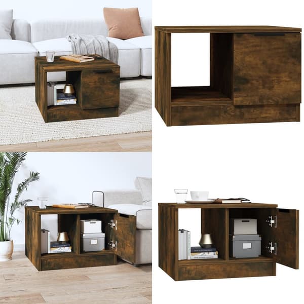Soffbord rökfärgad ek 50x50x36 cm konstruerat trä - Soffbord - Bord - Home & Living