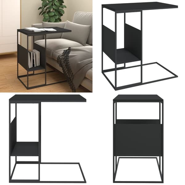 Sidobord svart 55x36x59,5 cm konstruerat trä - Sidobord - Soffbord - Home & Living