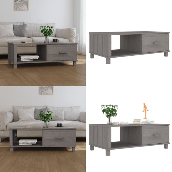 Sofabord HAMAR 100x55x35 cm massivt fyrretræ lysegrå - Sofabord - Sofaborde - Home & Living