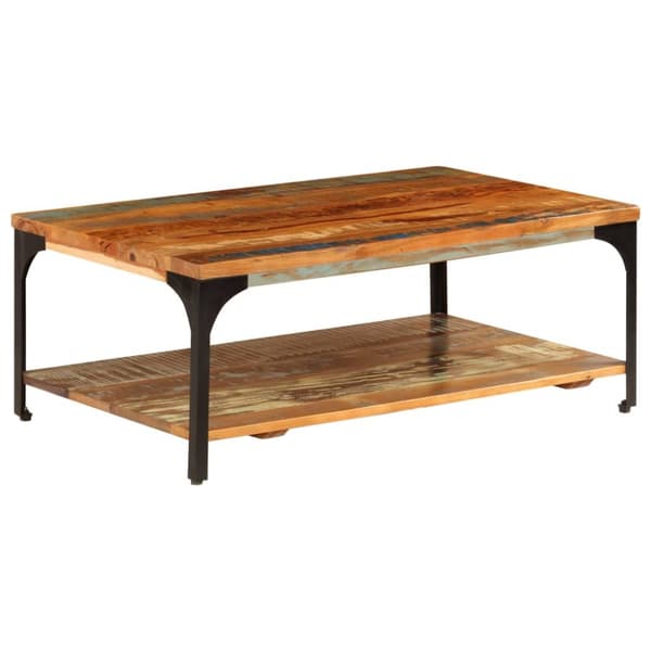 Soffbord med hylla 100x60x35 cm massivt återvunnet trä - Soffbord - Vardagsrumsbord - Home & Living