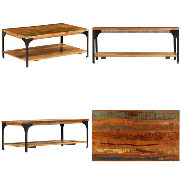 Soffbord med hylla 100x60x35 cm massivt återvunnet trä - Soffbord - Vardagsrumsbord - Home & Living