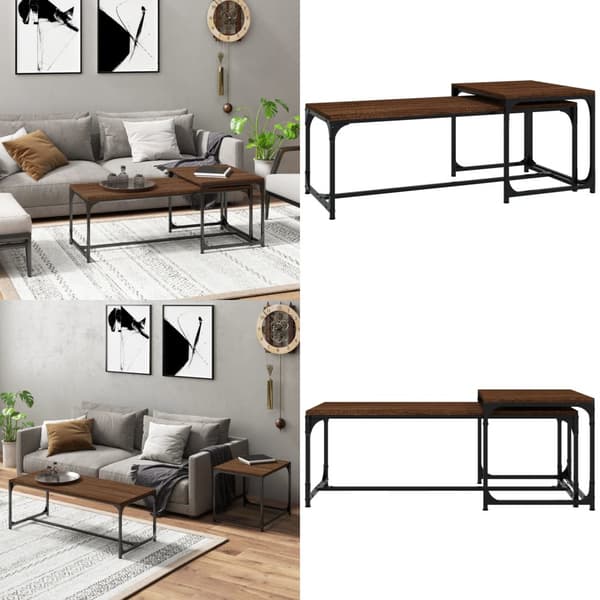 Sohvapöydät 2 kpl ruskea tammi tekninen puu - Sohvapöytä - Sohvapöydät - Home & Living