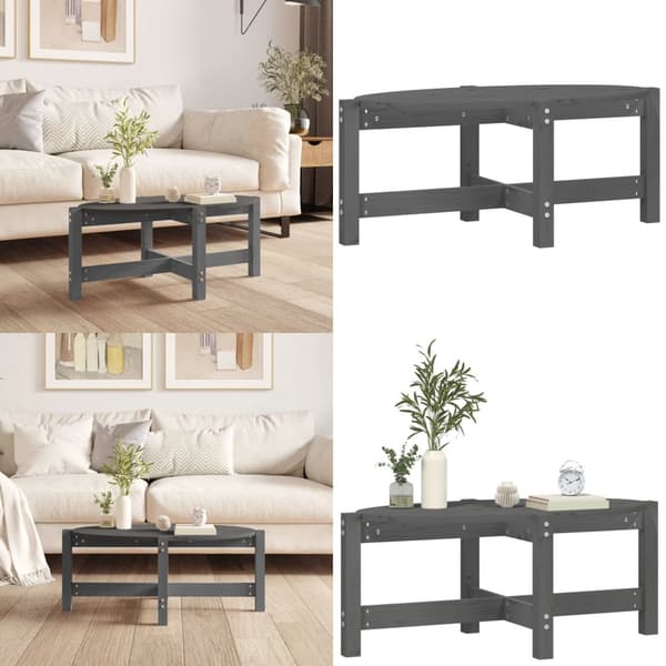 Sofabord 87x48x35 cm massivt fyrretræ grå - Sofabord - Sofaborde - Home & Living