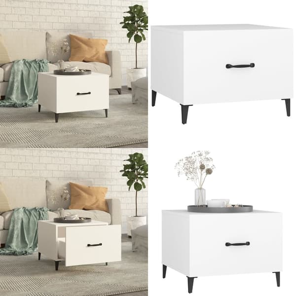 Sofabord med metalben 50x50x40 cm hvid - Sofabord - Sofaborde - Home & Living